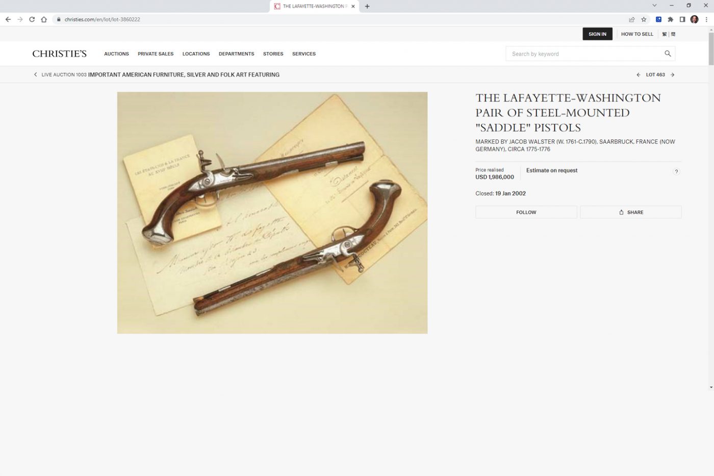 George Washington Pistols